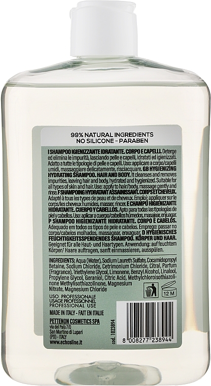 Disinfectant Shampoo for Body & Hair - Echosline B.Pur Hygienizing Hydrating Shampoo For Hair And Body — photo N3