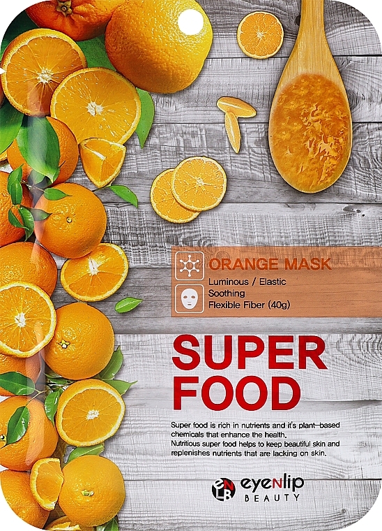 Sheet Face Mask with Orange Extract - Eyenlip Super Food Orange Mask — photo N1