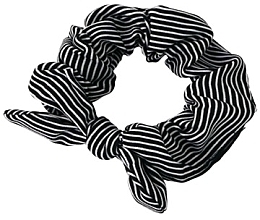 Scrunchie, striped black-white with bow - Lolita Accessories — photo N1