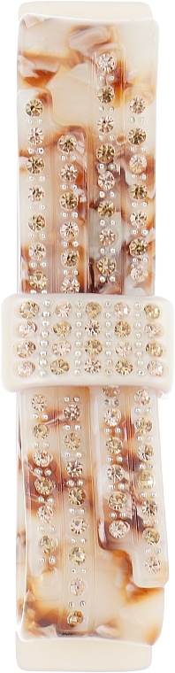 Hair Clip 'Belt with Crystals', 0849, brown - Elite — photo N1