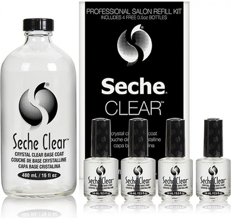 Set - Seche Vite Clear Crystal Base Coat (nail/base/4x14ml + nail/base/118ml) — photo N1