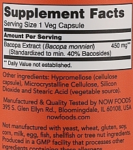 Dietary Supplement "Bacopa Extract", 450mg - Now Foods Bacopa Extract — photo N2