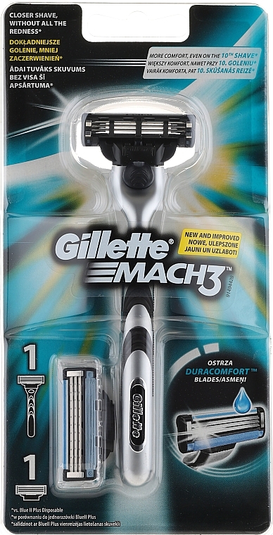 Shaving Razor with 2 Refill Cartridges - Gillette Mach3 — photo N3