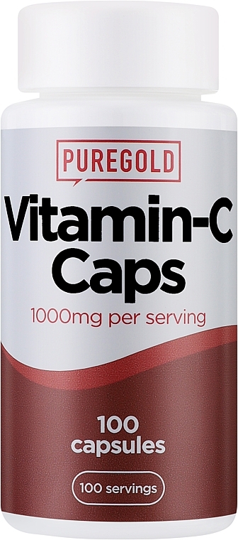 Vitamin C Dietary Supplement, 1000 mg, 100 Caps - PureGold Vitamin-C Caps — photo N1