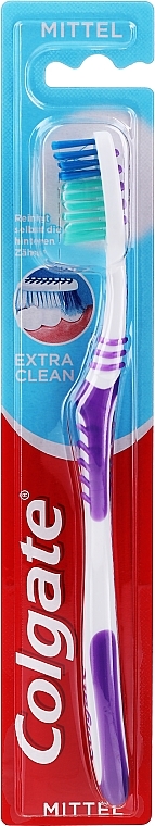 Toothbrush Medium Hard Extra Clean, purple - Colgate Extra Clean Medium — photo N3