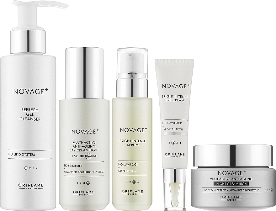 Set, 5 products - Oriflame Novage+ Bright Intense — photo N2