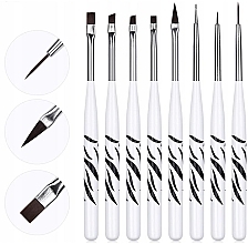 Fragrances, Perfumes, Cosmetics Manicure Brush Set, 8 pcs, zebra - Jafra-Nails