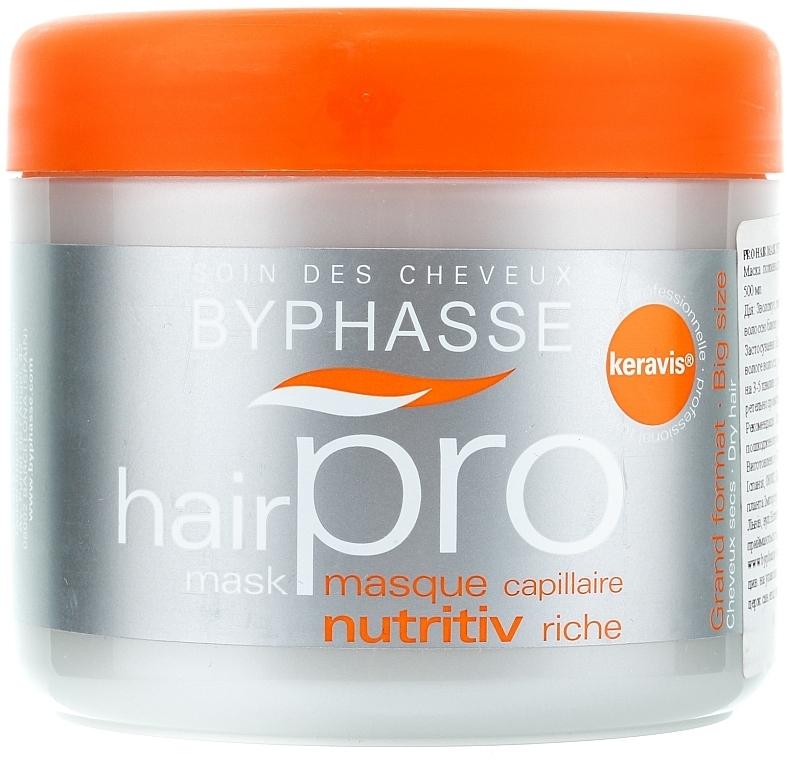 Nourishing Mask for Dry Hair - Byphasse Hair Pro Mask Nutritiv Riche — photo N1