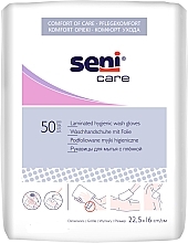 Fragrances, Perfumes, Cosmetics Disposable Wash Gloves, with foil, 50 pcs - Seni Care Laminated Hygienic Wash Gloves