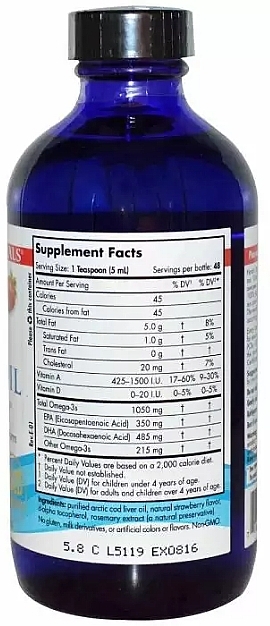 Dietary Supplement "Omega-3" with Strawberry Taste - Nordic Naturals Arctic Cod Liver Oil — photo N2