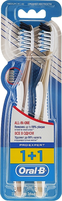 Medium Toothbrush Set "Extra Cleansing", Copper, 2 pcs - Oral-B Pro-Expert CrossAction — photo N1