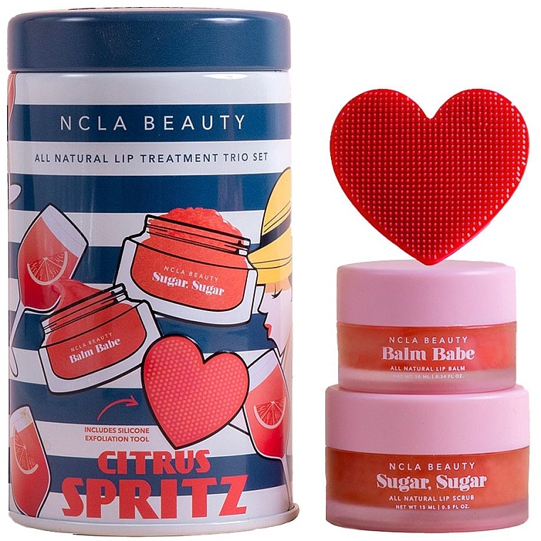 Set - NCLA Beauty Citrus Spritz Lip Set (l/balm/10ml + l/scrub/15ml + massager) — photo N1