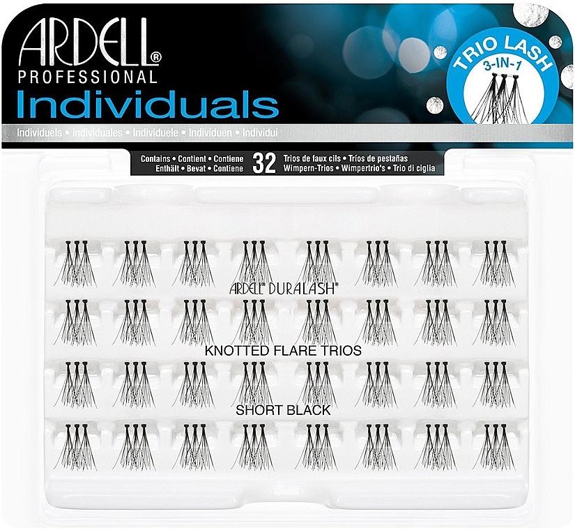 False Lashes - Ardell Individuals Duralash Knotted Flare Trio Lashes Short Black — photo N1