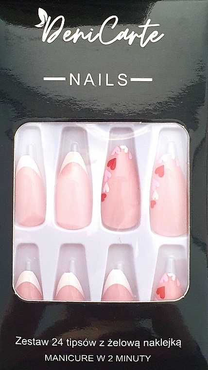 Almond Nail Tips, 24 pcs - Deni Card Nails 9942 — photo N1