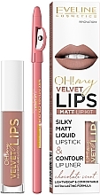 Fragrances, Perfumes, Cosmetics Set - Eveline Cosmetics Oh! My Velvet Lips (lipstick/4.5/g + l/pencil/1/g)