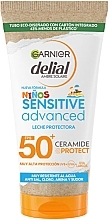 Fragrances, Perfumes, Cosmetics 子供用日焼け止めミルク - Garnier Delial Kids Sensitive Advanced Protector Milk SPF50+ Ceramide Protect