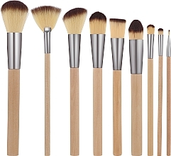 Set of makeup brushes in a cosmetic bag, 9 pcs. - HiSkin — photo N1