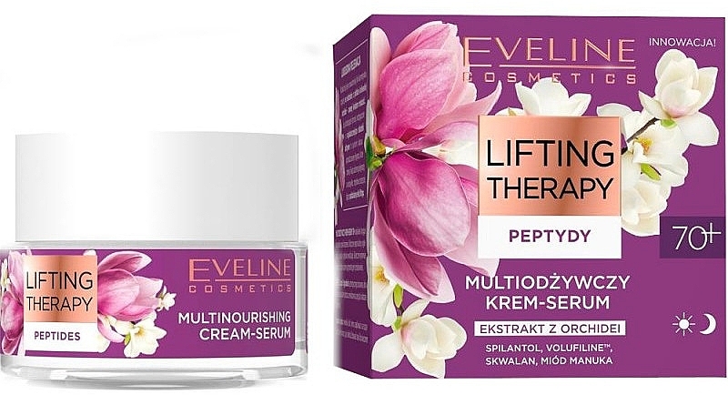 Multi-Nourishing Face Cream Serum - Eveline Lifting Therapy Peptidy 70+ — photo N1