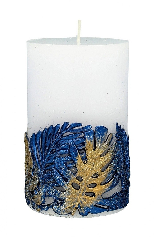 Decorative Candle, 8x13 cm, blue - Artman Monstera — photo N8