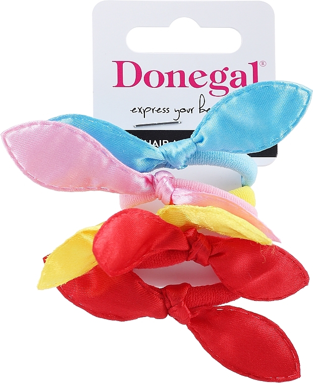 Hair Ties, 5 pcs, FA-5682+1, red + pink + yellow + blue - Donegal — photo N1