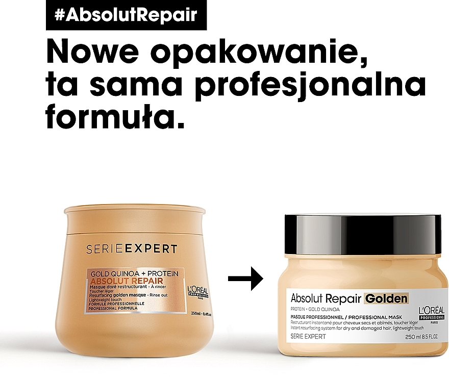 Gold Quinoa Hair Mask - L'Oreal Professionnel Absolut Repair Gold Quinoa +Protein Mask — photo N2