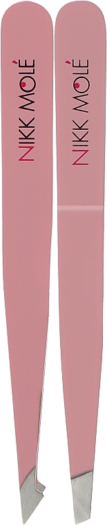 Tweezers Set, 2 pcs, pink, in case - Nikk Mole  — photo N1