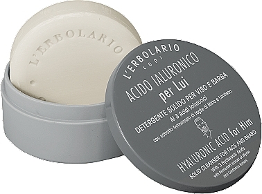 Face & Beard Soap with Hyaluronic Acid - L'Erbolario Solid Cleanser Face and Beard Hyaluronic Acid for Him — photo N2