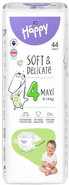Baby Diapers 8-14 kg, size 4 Maxi, 44 pcs - Bella Baby Happy Soft & Delicate — photo N1