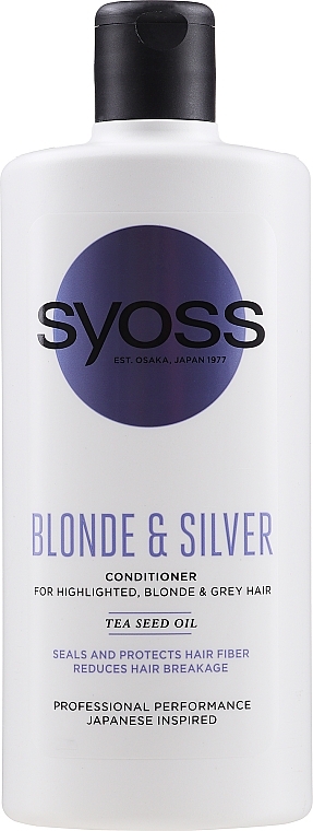 Conditioner for Highlighted, Blonde & Grey Hair - Syoss Blonde & Silver Tea Seed Oil — photo N1