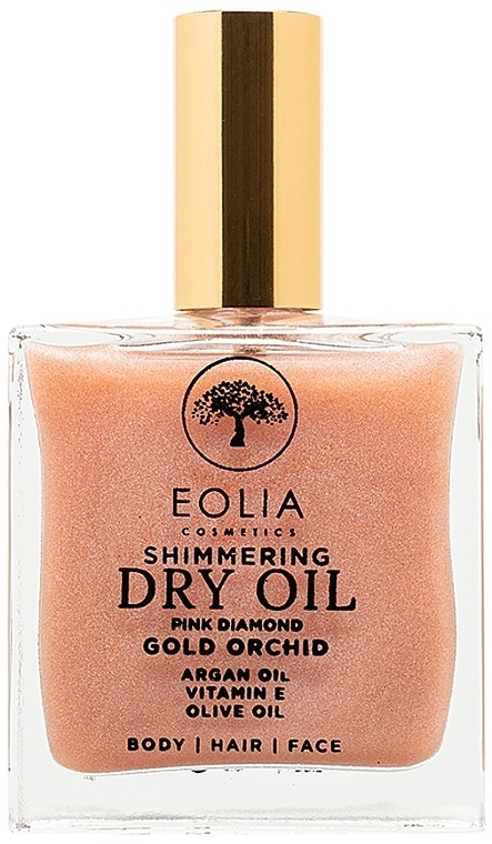 Golden Orchid Face, Body & Hair Dry Oil with Pink Shimmer - Eolia Shimmering Dry Oil Pink Diamond Gold Orchid — photo N1