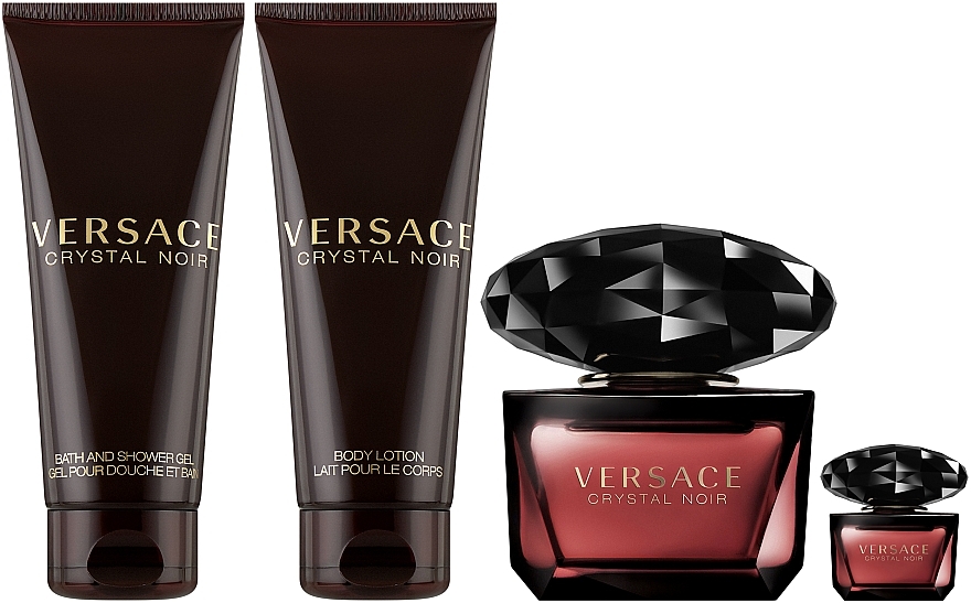 Versace Crystal Noir - Set (edt/90ml + edt/mini/5ml + sh/gel/100ml + b/lot/100ml) — photo N2