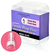 Wide Tips 'French Smile+' - Dashing Diva French Wrap Plus Double Wide White 50 Tips (Size 6) — photo N1