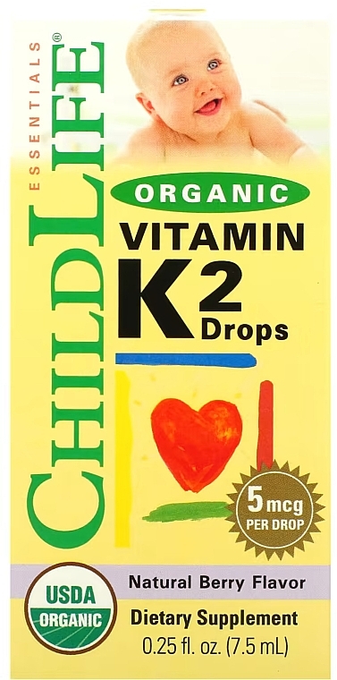 Berry Flavor Children Organic Vitamin K2, drops - Child Life Organic Vitamin K2 Drops — photo N2