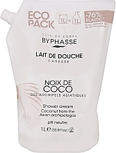 Fragrances, Perfumes, Cosmetics Shower Cream 'Coconut' - Byphasse Caresse Shower Cream (stand-up pouch)