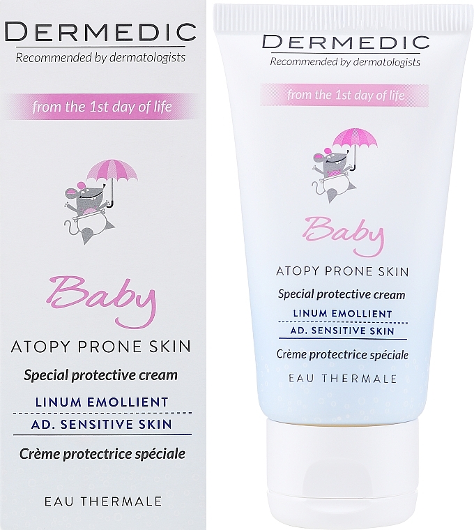 Protective Day Cream SPF 15 - Dermedic Emolient Linum Baby Cream SPF 15 — photo N2