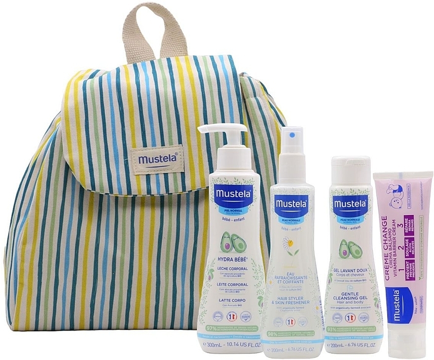 Set in Backpack, 5 products - Mustela Bebe Little Moments Mochila Rayas Set  — photo N1