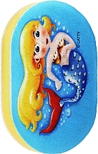 Fragrances, Perfumes, Cosmetics Kids Bath Sponge, yellow-blue with mermaid - LULA