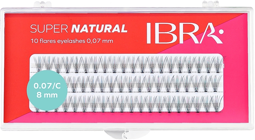 Individual Lashes "C", 0.07, 8 mm - Ibra 10D Flares Eyelash Super Natural C 8 mm — photo N1