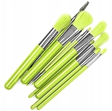 Neon-Green Makeup Brush Set, 10 pcs. - Beauty Design — photo N3