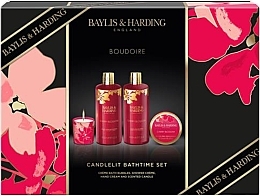 Set - Baylis & Harding Boudoire Cherry Blossom Luxury Candlelit Bathing Gift Set (b/bubble/300 ml + sh/cr/300 ml + h/cr/50 ml + candle/60 g) — photo N1