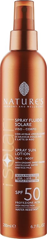 Face & Body Sunscreen Spray - Nature's I Solari Spray Sun Lotion Spf 50 — photo N1