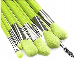 Neon-Green Makeup Brush Set, 10 pcs. - Beauty Design — photo N4