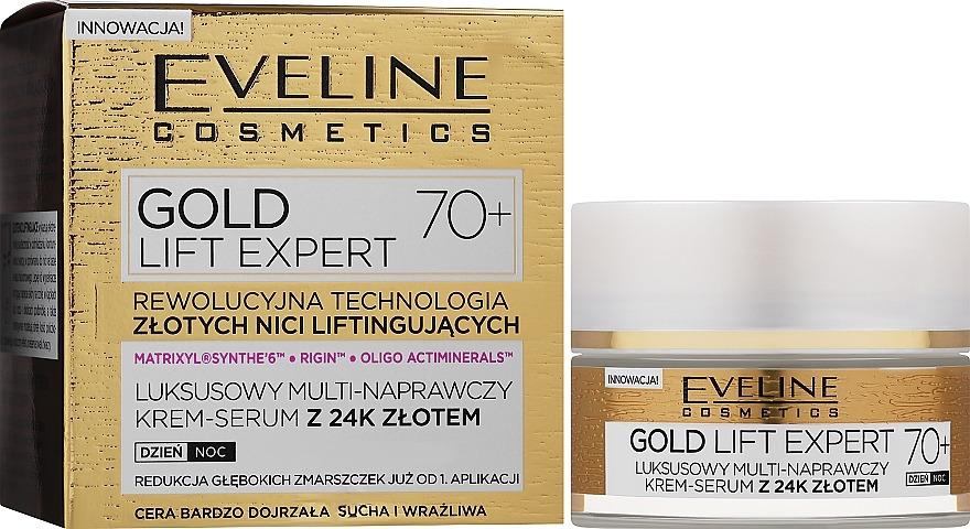 Firming Cream Serum 70+ - Eveline Cosmetics Gold Lift Expert — photo N2