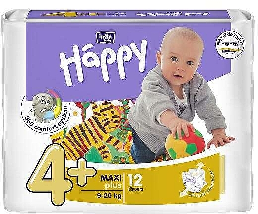 Baby Diapers 9-20 kg, size 4+, 12 pcs - Bella Baby Happy Maxi — photo N1