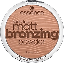 Fragrances, Perfumes, Cosmetics Bronzing Powder - Essence Sun Club Matt Bronzing Powder