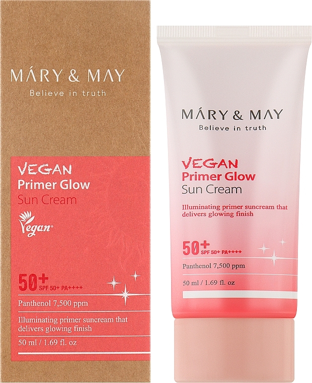 Face Sunscreen - Mary&May Vegan Primer Glow Sun Cream SPF50+ PA++++ — photo N1