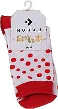 Women Christmas Socks, CSLS250-015, white-red polka dot - Moraj — photo N1