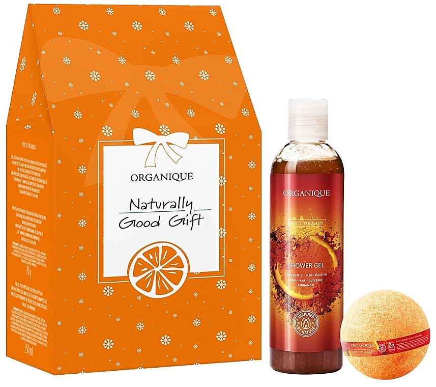 Set - Organique Spicy Therapy Naturally Good Gift (sh/gel/250ml + bath/bomb/70g) — photo N1