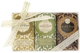 Fragrances, Perfumes, Cosmetics Set - Nesti Dante Gold, Hemp & Black Soap Trio Set (soap/3x250g)