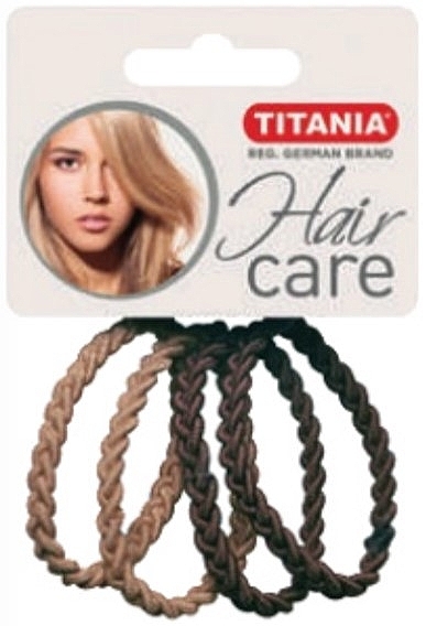 Hair Ties, elastic, 4.5 cm, 4 pcs, brown - Titania — photo N1